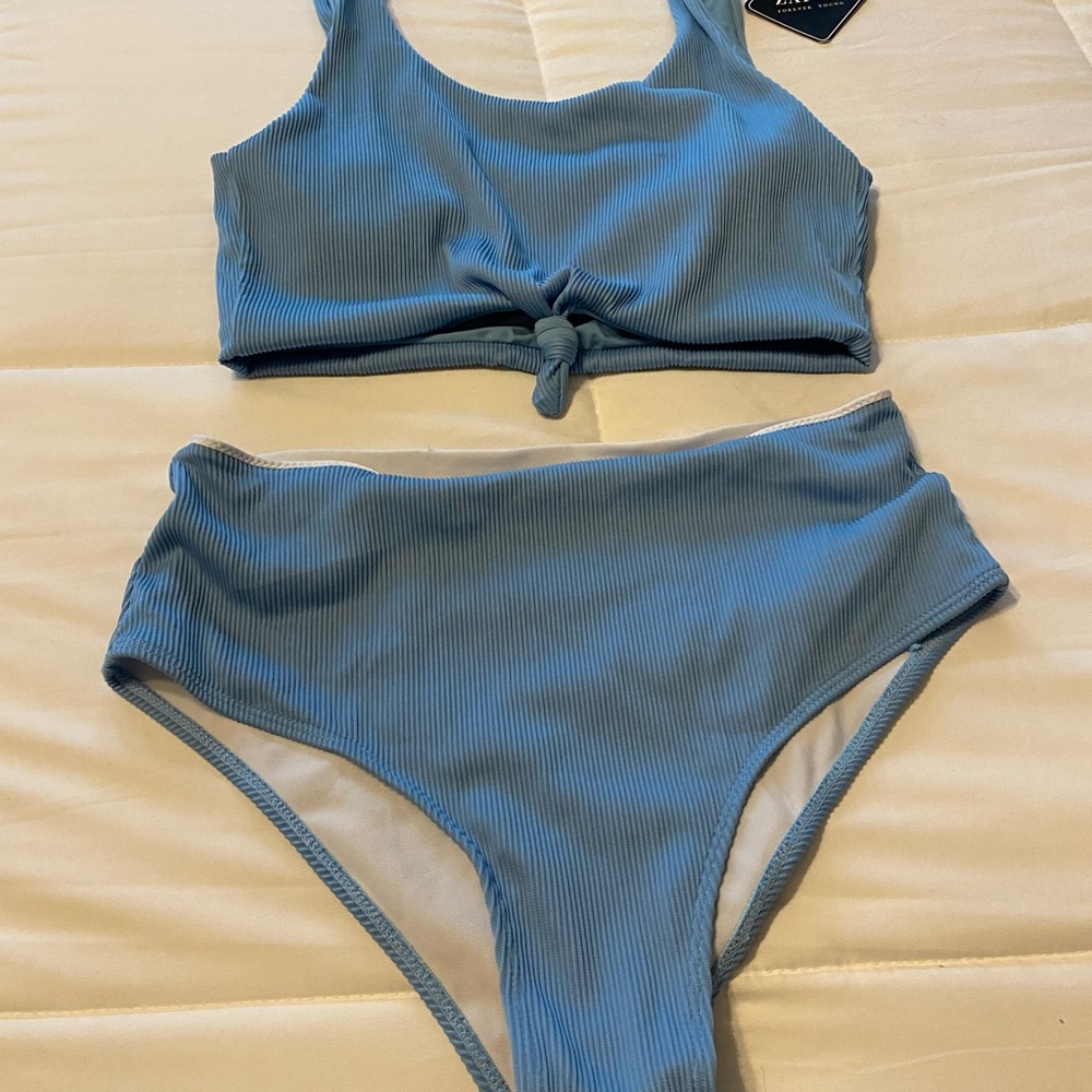 Baby blue high waisted swimsuit